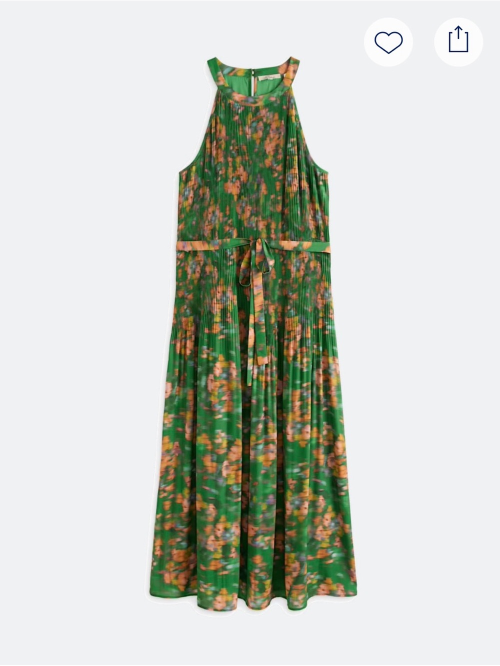 Les Serein Green Floral Maxi Dress with Tie Waist Size 1X NWT